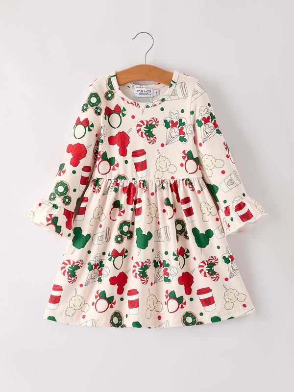 merry-christmas-dress-featuring-candy-coffee-and-characters Sophia's StyleDress-1